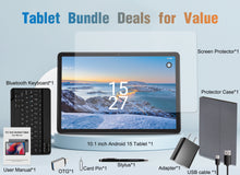 Load image into Gallery viewer, BAIWOYER Latest Android 15 Tablet, 128GB ROM+16GB RAM+1TB Expand, 10.1 inch Tablet, 5G WiFi, T606 Octa-Core, 3- Camera , Incell IPS Screen, 8000mAh, Tablet with Keyboard, case, stylus, Dual speakers