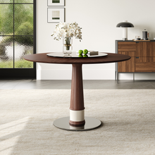 Load image into Gallery viewer, ZWYO HOSIMU 47 Inch Solid Wood Dining Table with 23 Inch Tempered Glass Lazy Susan