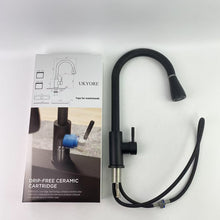 Load image into Gallery viewer, UKYORE Taps for washstands,Black Kitchen Faucets, Kitchen Faucet with Pull Down Sprayer, High Arc Single Handle Stainless Steel Sink Faucets 1 or 3 Hole, Classic Kitchen Sink Faucets for Farmhouse Camper Laundry Bar