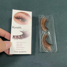 Load image into Gallery viewer, Kyralth False eyelashes,Brown Lashes 14mm Natural Light Brown False Eyelashes Clear Band Faux 3D Mink False Eyelashes Natural Looking Fluffy Cat Eye Wispy Strip Lashes