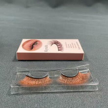 Load image into Gallery viewer, Kyralth False eyelashes,Brown Lashes 14mm Natural Light Brown False Eyelashes Clear Band Faux 3D Mink False Eyelashes Natural Looking Fluffy Cat Eye Wispy Strip Lashes
