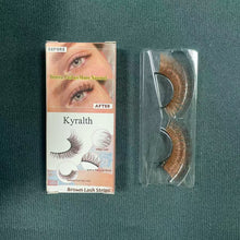 Load image into Gallery viewer, Kyralth False eyelashes,Brown Lashes 14mm Natural Light Brown False Eyelashes Clear Band Faux 3D Mink False Eyelashes Natural Looking Fluffy Cat Eye Wispy Strip Lashes