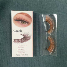 Load image into Gallery viewer, Kyralth False eyelashes,Brown Lashes 14mm Natural Light Brown False Eyelashes Clear Band Faux 3D Mink False Eyelashes Natural Looking Fluffy Cat Eye Wispy Strip Lashes