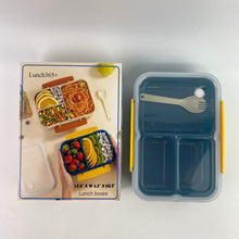 Load image into Gallery viewer, Lunch365+ Lunch boxes,Lunch Box,Bento Box Adult,Leakproof Lunch Containers for Adults/Kids/Toddler,1200ML-3 Compartments bento Lunch box with Utensil,Microwave & Dishwasher & Freezer Safe (Blue)