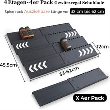Load image into Gallery viewer, Homhut Gewürzregal Schublade 4 Etagen, Gewürz Organizer Schublade, Gewürz Schubladeneinsatz, Schubladen Ordnungssystem von 33cm bis 62cm für Küche Arbeitsfl?che Schrank Regal"