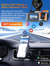 Load image into Gallery viewer, 3 Channel 4K Dash Cam with 5GHz WiFi & APP Control, 2.5K+1080P+1080P Front Inside and Rear, Triple Dash Camera with 64GB Card, 24 Hours Parking Mode, Loop Recording, Night Vision