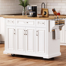 Load image into Gallery viewer, ZWYO HOSIMU 54inch Large Kitchen Island with Rubber Wood Drop Leaf