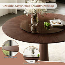 Load image into Gallery viewer, ZWYO HOSIMU 47 Inch Solid Wood Dining Table with 23 Inch Tempered Glass Lazy Susan