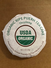 Load image into Gallery viewer, Thryzlemp Organic Ripe Pu erh Tea Cake,3.53 Oz USDA Certified Aged Fermented Pu-Erh Tea Cake, Chiese Tea Fermented Traditional Craft, Woody Aroma, No Fishy