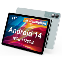 Load image into Gallery viewer, BAIWOYER 11 inch Tablet with Keyboard Android 14 2000*1200 2K Display Tablets PC, T616 Octa-Core 2.0GHz, 18GB RAM 128GB ROM 1TB Expandable, 5M+5M+13MP AI Camera, 9000mAh Battery, With Case, Pen
