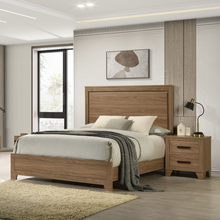 Load image into Gallery viewer, ZWYO HOSIMU Walnut / Chestnut 3pc Set Queen Size Bed 2x Nightstands Panel HB Bedroom Set