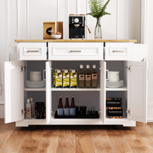 Load image into Gallery viewer, ZWYO HOSIMU 54inch Large Kitchen Island with Rubber Wood Drop Leaf