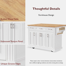 Load image into Gallery viewer, ZWYO HOSIMU 54inch Large Kitchen Island with Rubber Wood Drop Leaf