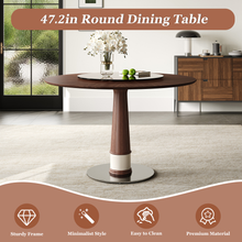 Load image into Gallery viewer, ZWYO HOSIMU 47 Inch Solid Wood Dining Table with 23 Inch Tempered Glass Lazy Susan