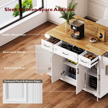 Load image into Gallery viewer, ZWYO HOSIMU 54inch Large Kitchen Island with Rubber Wood Drop Leaf
