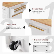 Load image into Gallery viewer, ZWYO HOSIMU 54inch Large Kitchen Island with Rubber Wood Drop Leaf
