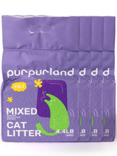 Load image into Gallery viewer, PURPURLAND Tofu Cat Litter, 17.6lb Fast Clumping &amp; Odor Control, White Tea Scent, Natural Bean Dregs &amp; Cassava Starch, Dust-Free, Flushable, Low Tracking, Ultra Absorbent, Lightweight, 4.4lb x 4 Bags
