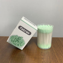 Load image into Gallery viewer, Fetrex Cotton buds for cosmetic purposes,Green Cotton Swabs Precision Pointed - 100 Count Pointy Organic Cotton Buds Double Side Tightly Wrapped Cotton Tips Paper Stick Soft Gentle Lint-Free Cruelty-Free, Pointy &amp; Round
