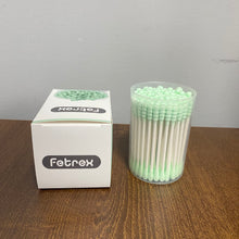 Load image into Gallery viewer, Fetrex Cotton buds for cosmetic purposes,Green Cotton Swabs Precision Pointed - 100 Count Pointy Organic Cotton Buds Double Side Tightly Wrapped Cotton Tips Paper Stick Soft Gentle Lint-Free Cruelty-Free, Pointy &amp; Round
