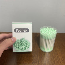 Load image into Gallery viewer, Fetrex Cotton buds for cosmetic purposes,Green Cotton Swabs Precision Pointed - 100 Count Pointy Organic Cotton Buds Double Side Tightly Wrapped Cotton Tips Paper Stick Soft Gentle Lint-Free Cruelty-Free, Pointy &amp; Round
