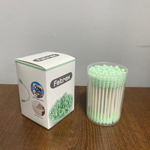 Load image into Gallery viewer, Fetrex Cotton buds for cosmetic purposes,Green Cotton Swabs Precision Pointed - 100 Count Pointy Organic Cotton Buds Double Side Tightly Wrapped Cotton Tips Paper Stick Soft Gentle Lint-Free Cruelty-Free, Pointy &amp; Round
