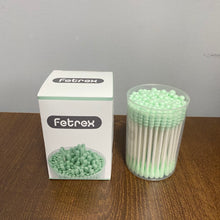 Load image into Gallery viewer, Fetrex Cotton buds for cosmetic purposes,Green Cotton Swabs Precision Pointed - 100 Count Pointy Organic Cotton Buds Double Side Tightly Wrapped Cotton Tips Paper Stick Soft Gentle Lint-Free Cruelty-Free, Pointy &amp; Round
