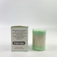 Load image into Gallery viewer, Fetrex Cotton buds for cosmetic purposes,Green Cotton Swabs Precision Pointed - 100 Count Pointy Organic Cotton Buds Double Side Tightly Wrapped Cotton Tips Paper Stick Soft Gentle Lint-Free Cruelty-Free, Pointy &amp; Round
