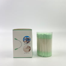 Load image into Gallery viewer, Fetrex Cotton buds for cosmetic purposes,Green Cotton Swabs Precision Pointed - 100 Count Pointy Organic Cotton Buds Double Side Tightly Wrapped Cotton Tips Paper Stick Soft Gentle Lint-Free Cruelty-Free, Pointy &amp; Round
