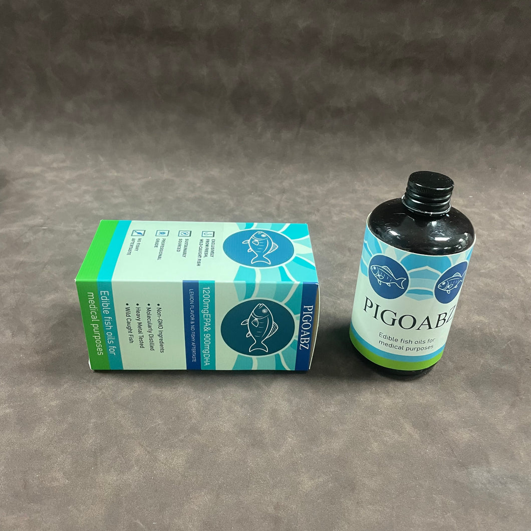 PIGOABZ Edible fish oils for medical purposes - Cod Liver Oil, Omega-3s + A & D3, Wild-Caught Norwegian Arctic Cod-Liver Oil, Sustainably Sourced Nordic Fish Oil Liquid, Green Apple