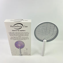 Load image into Gallery viewer, HavenStyle Clan Electric fly swatters,Electric Fly Swatter 3000V Bug Zapper Racket 2 in 1 Fly Swatter with 1200mAh Battery Rechargeable Mosquito Killer Lamp with 3 Layers Safety Mesh for Indoor and Outdoor
