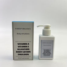 Load image into Gallery viewer, 8 SHEEP ORGANICS Body emulsions,Moisturizing Body Lotion for Dry Skin with Extra Vitamin A, Vitamin E &amp; Allantoin | Hydrating Emulsion &amp; Regenerating formula for Stretch Marks, Tattoos, Scars &amp; Wrinkles | 13.52 Fl Oz
