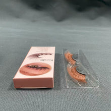Load image into Gallery viewer, Kyralth False eyelashes,Brown Lashes 14mm Natural Light Brown False Eyelashes Clear Band Faux 3D Mink False Eyelashes Natural Looking Fluffy Cat Eye Wispy Strip Lashes
