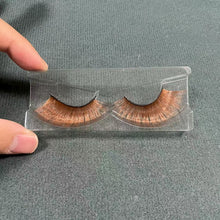 Load image into Gallery viewer, Kyralth False eyelashes,Brown Lashes 14mm Natural Light Brown False Eyelashes Clear Band Faux 3D Mink False Eyelashes Natural Looking Fluffy Cat Eye Wispy Strip Lashes
