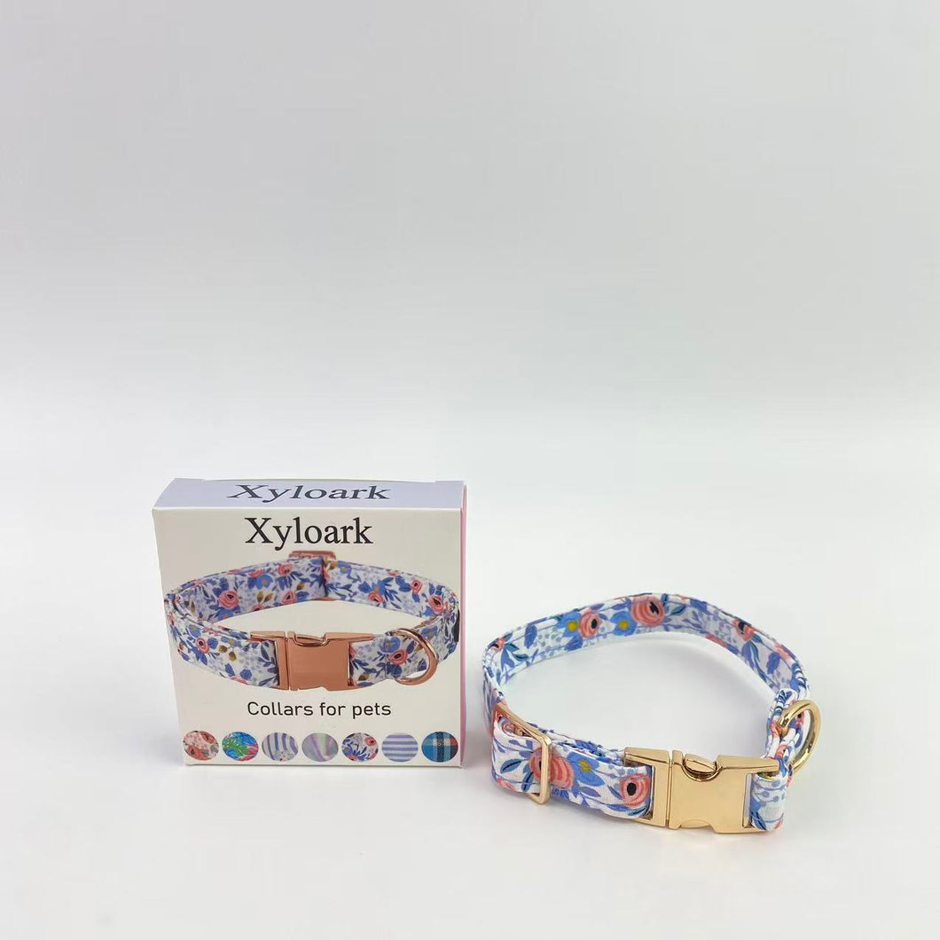 Xyloark Collars for pets,Unique Style Paws Dog Collar With Metal Buckle - Red Rose Flower Gift, Durable Cute for Small Medium Large Boys Girls Dogs