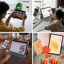 Load image into Gallery viewer, 11 inch Tablet with Keyboard Android 14 2000*1200 2K Display Tablets PC, T616 Octa-Core 2.0GHz, 18GB RAM 128GB ROM 1TB Expandable, 5M+5M+13MP AI Camera, 9000mAh Battery, With Case, Pen
