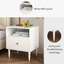Load image into Gallery viewer, ZWYO HOSIMU Modern White Nightstand with Drawer and Open Shelf
