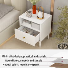 Load image into Gallery viewer, ZWYO HOSIMU Modern White Nightstand with Drawer and Open Shelf
