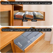 Load image into Gallery viewer, Homhut Gewürzregal Schublade 4 Etagen, Gewürz Organizer Schublade, Gewürz Schubladeneinsatz, Schubladen Ordnungssystem von 33cm bis 62cm für Küche Arbeitsfl?che Schrank Regal"
