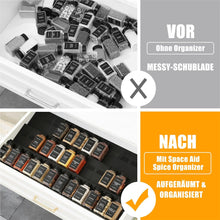Load image into Gallery viewer, Famhap Gewürzregal Schublade 24 Stück, Verstellbarer Gewürz Organizer aus Kunststoff, Küchen Organizer für Gewürzgl?ser, Spice Rack für 5-120cm Schubladen Schwarz"
