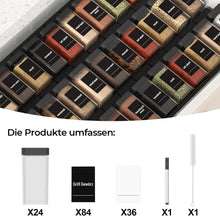 Load image into Gallery viewer, Homhut Gewürzgl?ser Eckig Set mit Deckel [24x 120ml], Stabiler Plastik Gewürzstreuer Luftdichte, Gewürzdosen mit Streueinsatz, Spice Jars mit 120 Etiketten (Schwarz)"
