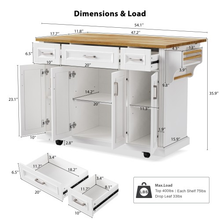 Load image into Gallery viewer, ZWYO HOSIMU 54inch Large Kitchen Island with Rubber Wood Drop Leaf

