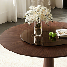 Load image into Gallery viewer, ZWYO HOSIMU 47 Inch Solid Wood Dining Table with 23 Inch Tempered Glass Lazy Susan
