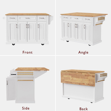 Load image into Gallery viewer, ZWYO HOSIMU 54inch Large Kitchen Island with Rubber Wood Drop Leaf
