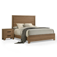 Load image into Gallery viewer, ZWYO HOSIMU Walnut / Chestnut 3pc Set Queen Size Bed 2x Nightstands Panel HB Bedroom Set
