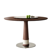 Load image into Gallery viewer, ZWYO HOSIMU 47 Inch Solid Wood Dining Table with 23 Inch Tempered Glass Lazy Susan
