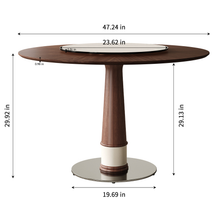 Load image into Gallery viewer, ZWYO HOSIMU 47 Inch Solid Wood Dining Table with 23 Inch Tempered Glass Lazy Susan
