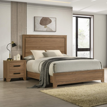 Load image into Gallery viewer, ZWYO HOSIMU Walnut / Chestnut 3pc Set Queen Size Bed 2x Nightstands Panel HB Bedroom Set
