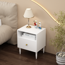 Load image into Gallery viewer, ZWYO HOSIMU Modern White Nightstand with Drawer and Open Shelf
