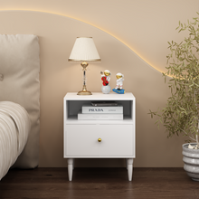Load image into Gallery viewer, ZWYO HOSIMU Modern White Nightstand with Drawer and Open Shelf
